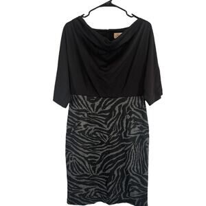 Jessica Howard Black & Gray Tiger Striped Animal Print Dress Women Sz 8